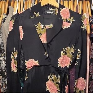Reformation midi dress black rose flower